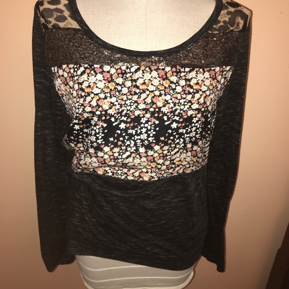 Long Sleeve Miss Me T with sequins/floral/cheetah - Picture 2 of 7